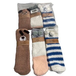 Fashion Boutique “Doggy Design Socks” 6 pair Women New With Tags Blue,Brown,Gray